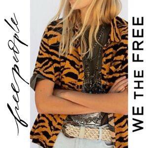 Free People We the Free Share Good Vibes Buttondown in Tiger Gold